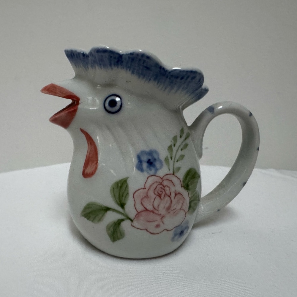Vintage Floral Porcelain Chicken Pitcher